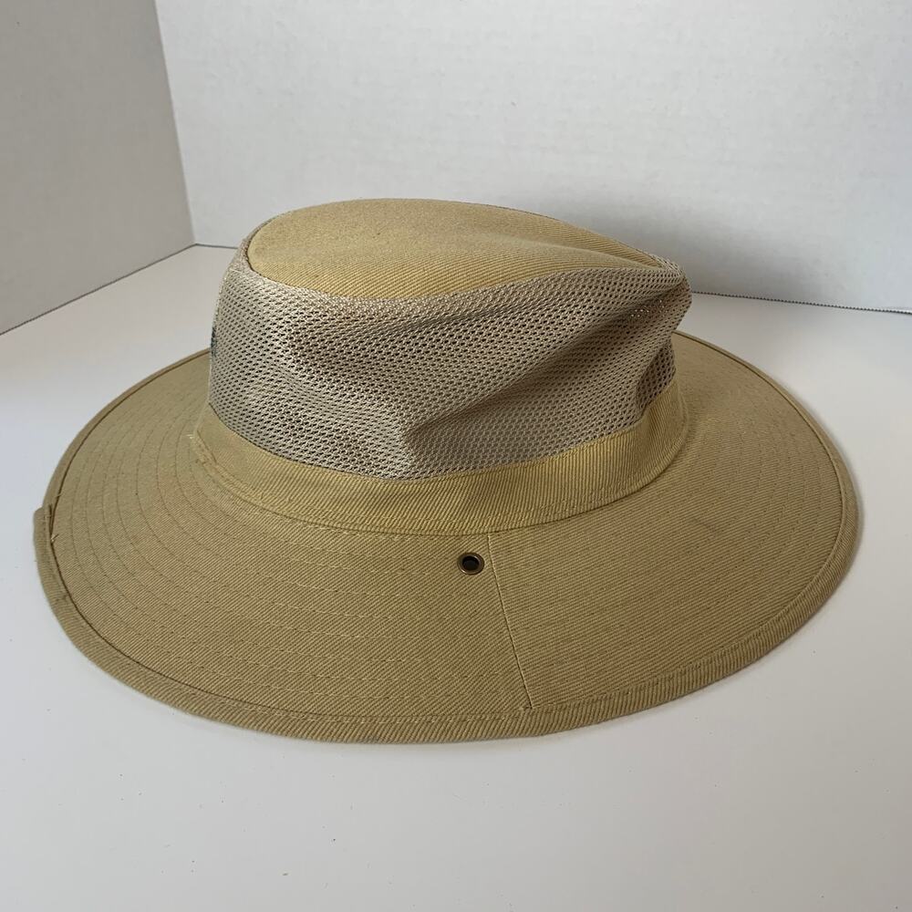 Dorfman Hat Co. Wide Brim Sun Panama Hat Large Mesh Vented Fishing Tan Size XL